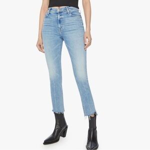 MOTHER Mid Rise Dazzler Ankle Step Fray Light Blue in Ropin’ N’ Ridin’ Size 31